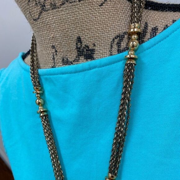 Stella & Dot antiqued gold Bianca Tassel Lariat Statement Necklace - Picture 6 of 9